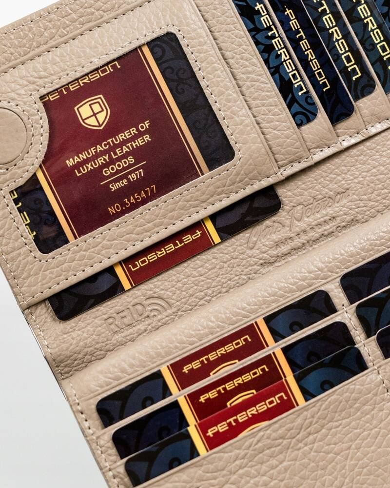 Elegante Damen Geldbörse aus Leder mit Magnet- und Reißverschluss – Peterson – Bild 5