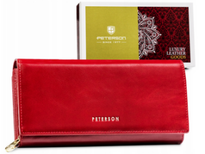 Große Damen Geldbörse aus Leder mit Druckknopf – Peterson