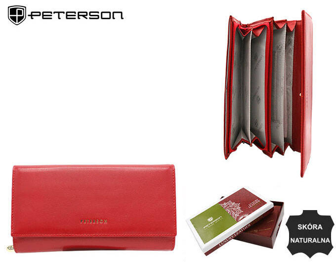 Große Damen Geldbörse aus Leder mit Druckknopf – Peterson – Bild 2