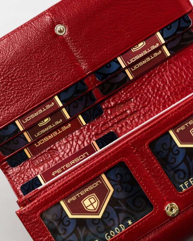 Große Damen Geldbörse aus Leder mit Druckknopf – Peterson – Bild 9