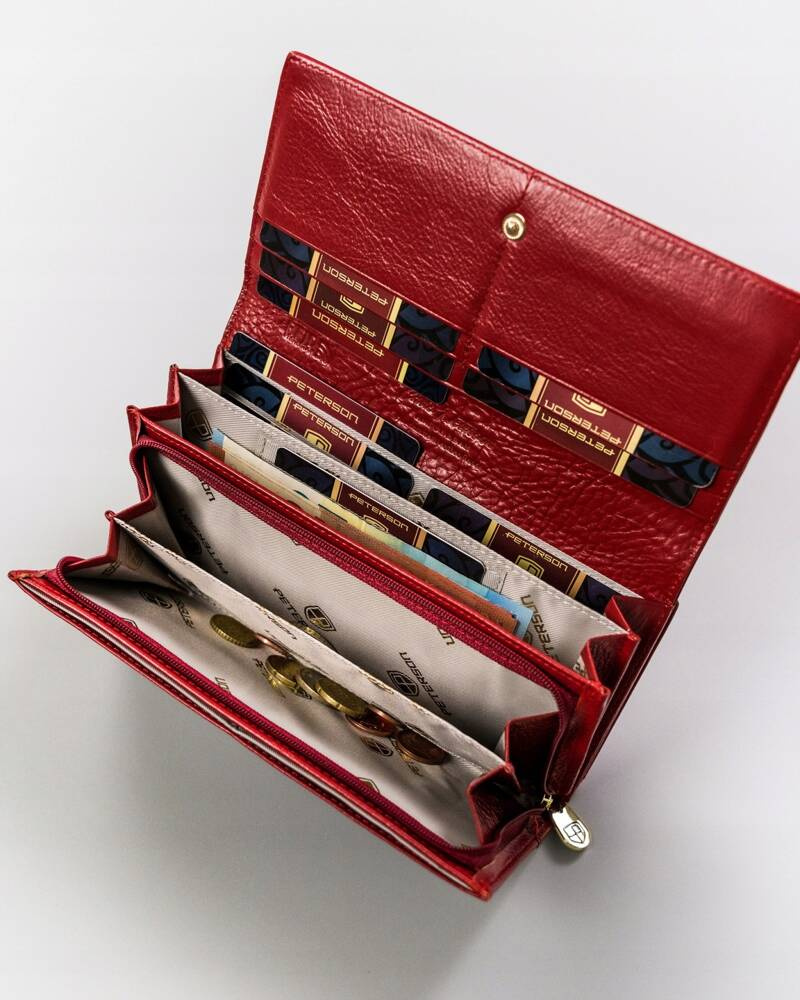 Große Damen Geldbörse aus Leder mit Druckknopf – Peterson – Bild 6