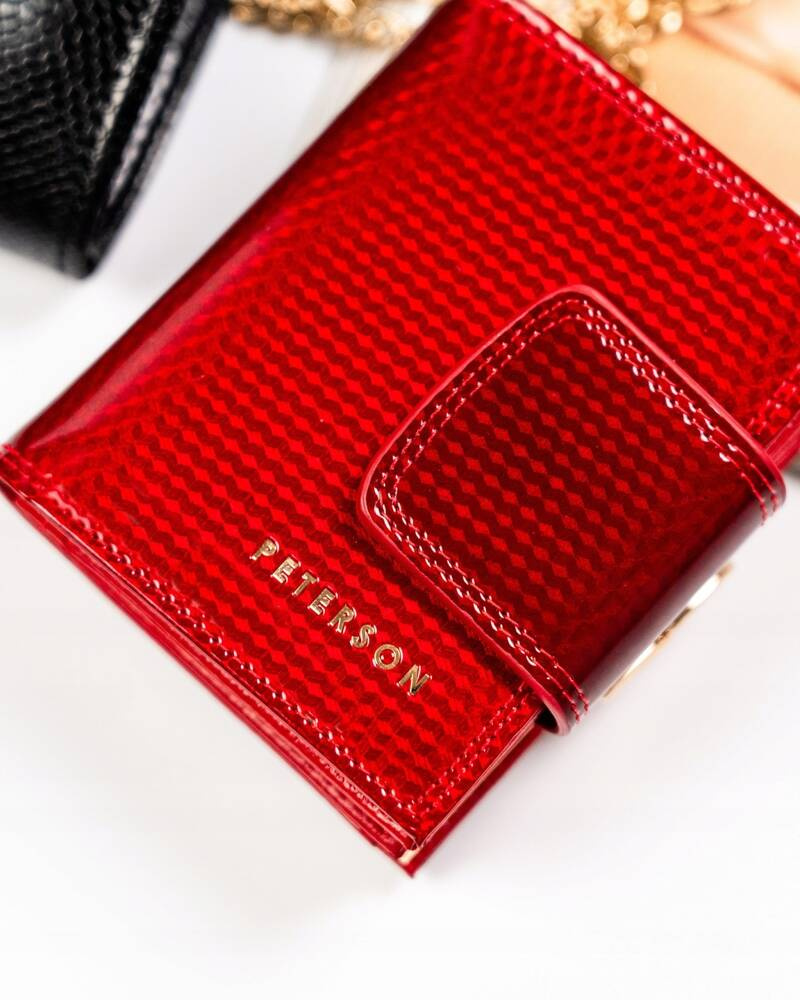 Kleines Damen-Geldbörse aus Leder mit Druckknopf - Peterson – Bild 4