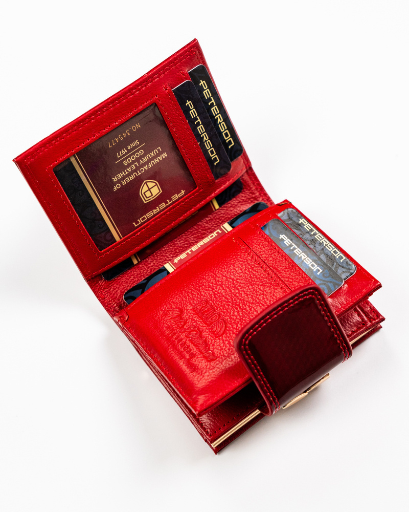 Kleines Damen-Geldbörse aus Leder mit Druckknopf - Peterson – Bild 6