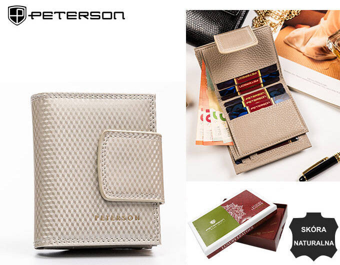 Kleine Damen Geldbörse aus Leder mit Druckknopf – Peterson