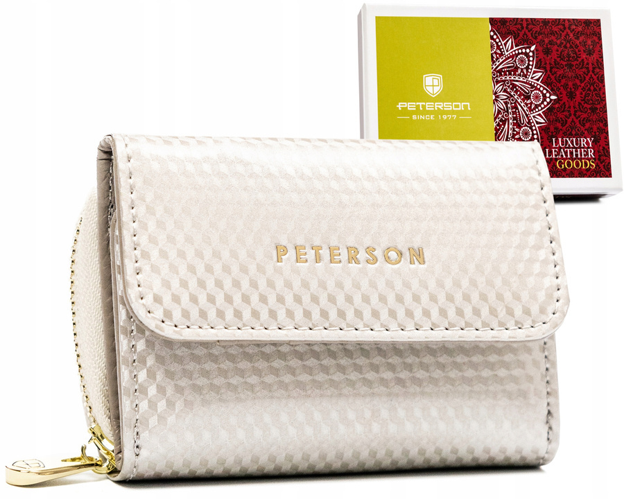 Kleine Damen Geldbörse aus Leder mit Druckknopf und Reißverschluss – Peterson