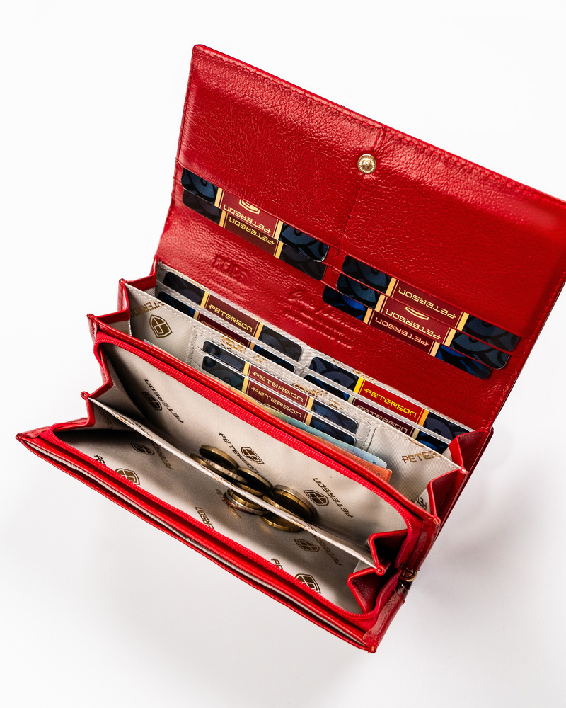 Elegante Damen Geldbörse aus Leder mit Druckknopf – Peterson – Bild 10