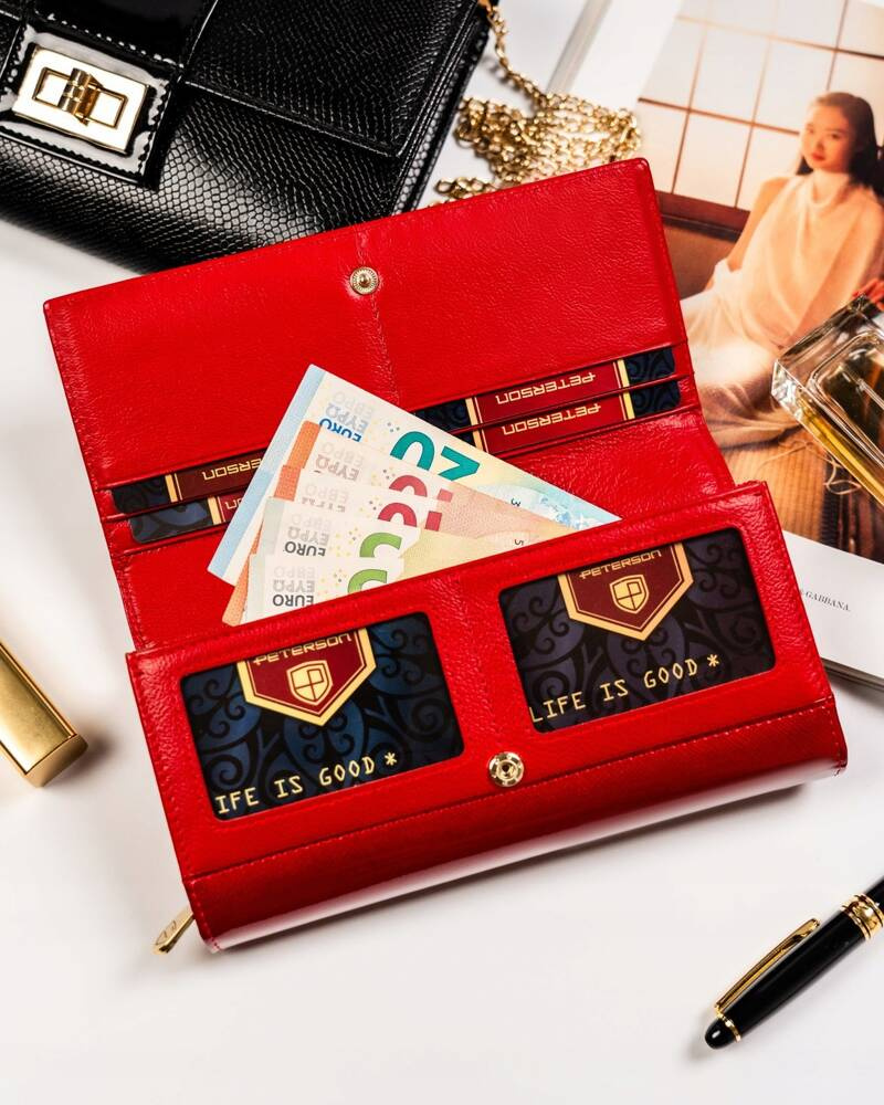 Elegante Damen Geldbörse aus Leder mit Druckknopf – Peterson – Bild 5