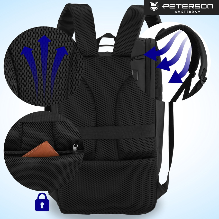 Geräumiger Laptop-Rucksack mit USB-Anschluss – Peterson – Bild 6