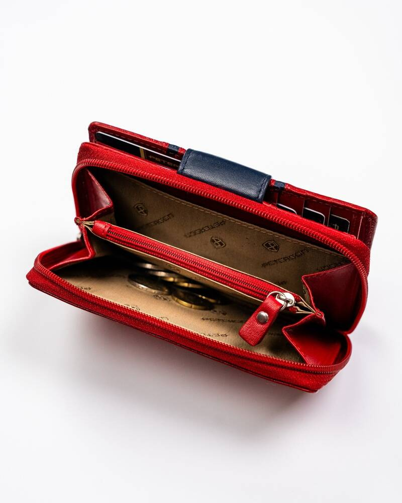Damen Geldbörse aus Leder mit Druckknopf und Reißverschluss – Peterson – Bild 8