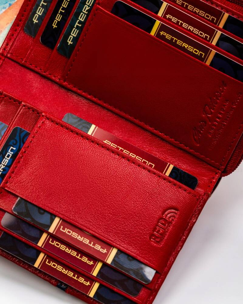 Damen Geldbörse aus Leder mit Druckknopf und Reißverschluss – Peterson – Bild 7