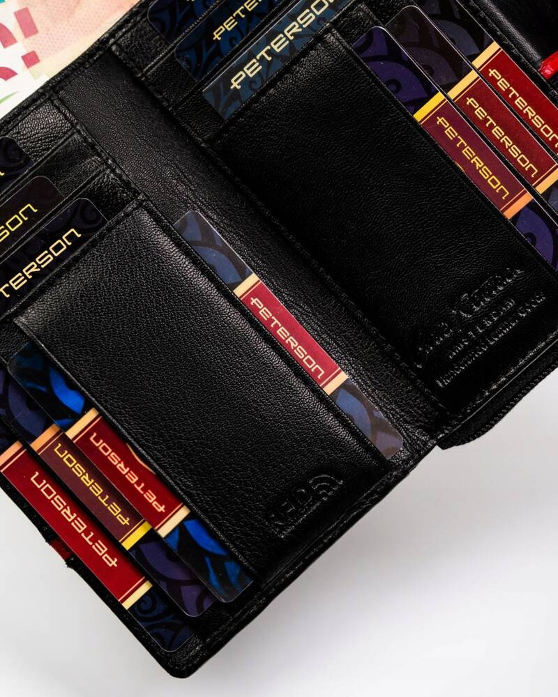 Damen Geldbörse aus Leder mit Druckknopf und Reißverschluss – Peterson – Bild 7