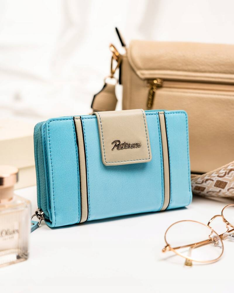 Elegante Damen Geldbörse aus Leder mit Druckknopf und Reißverschluss – Peterson – Bild 2