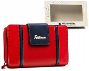 Elegante Damen Geldbörse aus Leder mit Druckknopf und Reißverschluss – Peterson