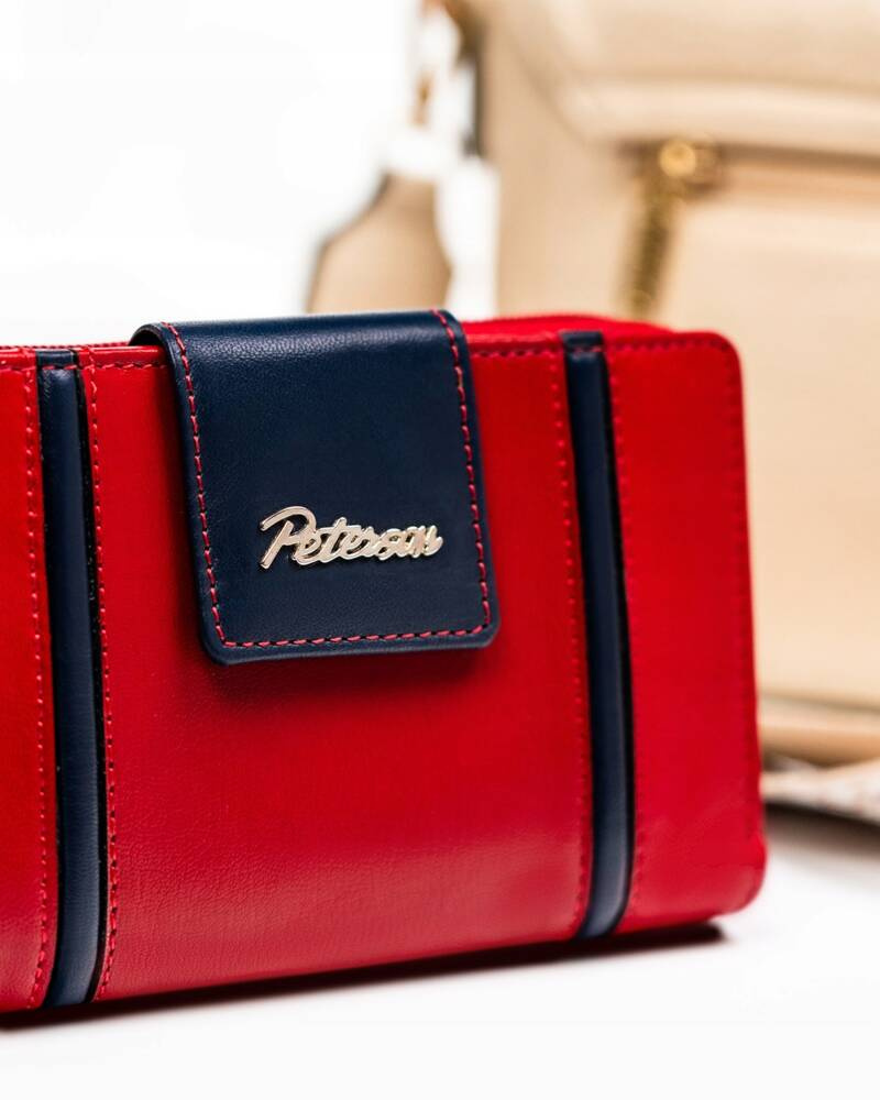 Elegante Damen Geldbörse aus Leder mit Druckknopf und Reißverschluss – Peterson – Bild 4