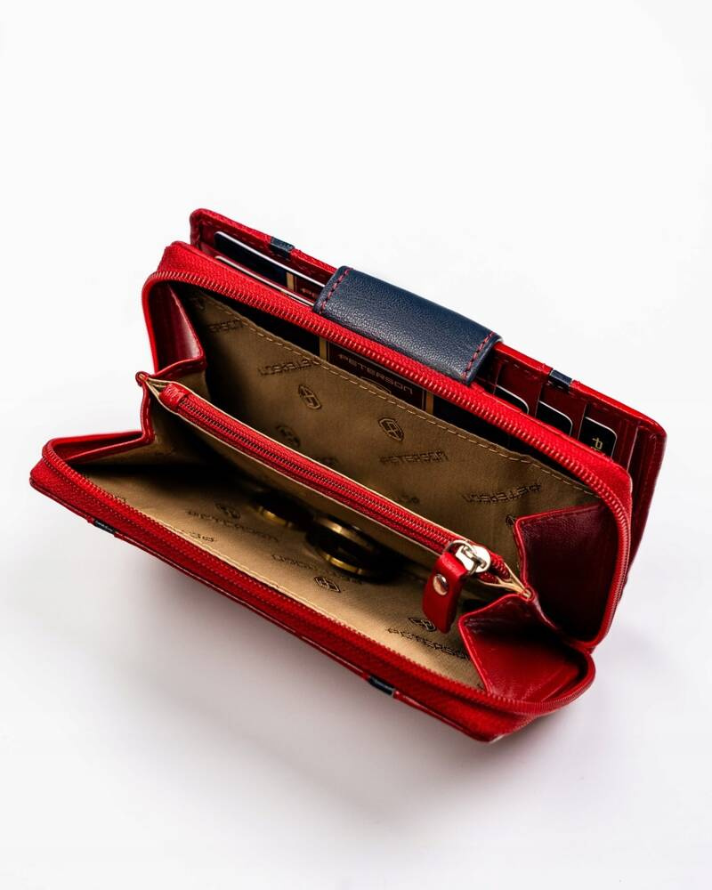 Elegante Damen Geldbörse aus Leder mit Druckknopf und Reißverschluss – Peterson – Bild 8