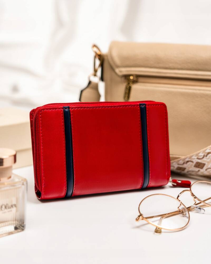 Elegante Damen Geldbörse aus Leder mit Druckknopf und Reißverschluss – Peterson – Bild 3