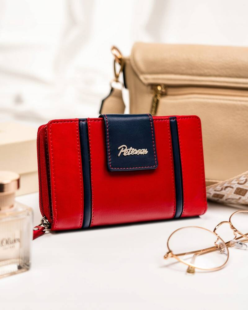 Elegante Damen Geldbörse aus Leder mit Druckknopf und Reißverschluss – Peterson – Bild 2