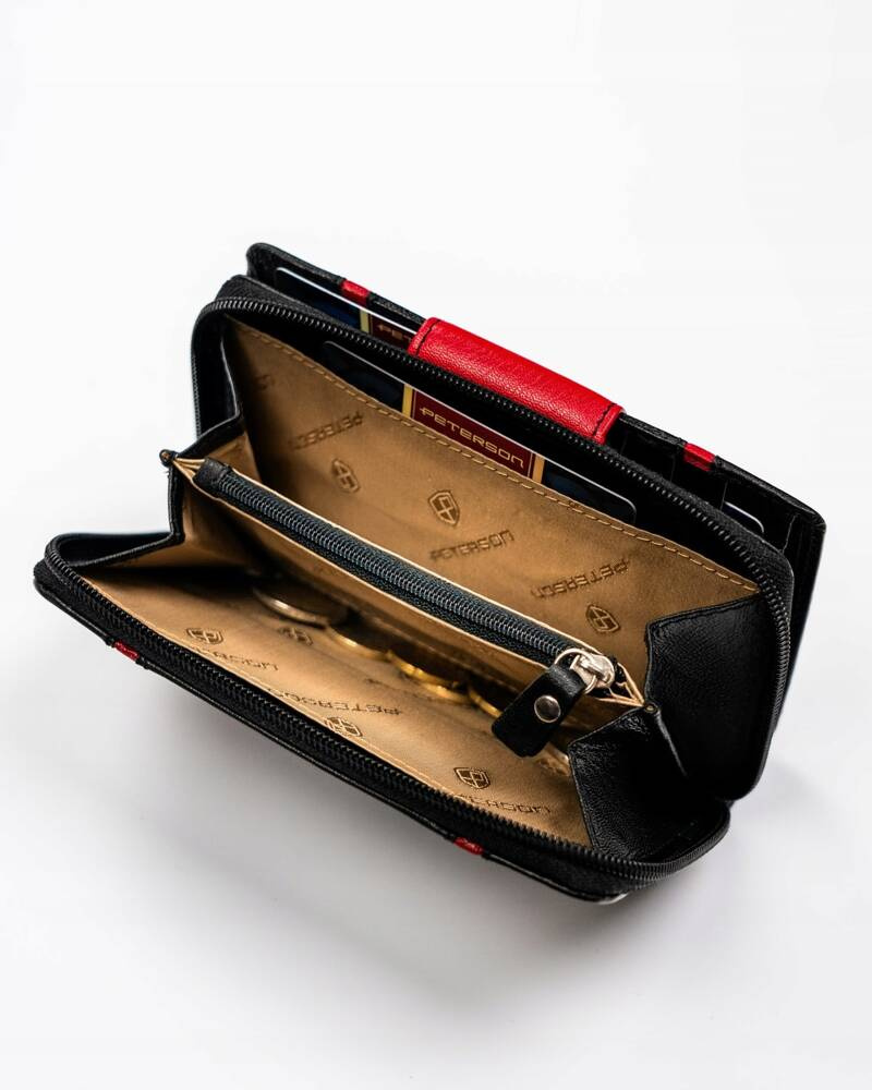 Elegante Damen Geldbörse aus Leder mit Druckknopf und Reißverschluss – Peterson – Bild 8