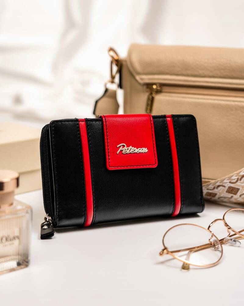 Elegante Damen Geldbörse aus Leder mit Druckknopf und Reißverschluss – Peterson – Bild 2