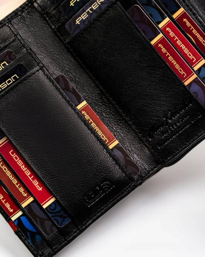 Elegante Damen Geldbörse aus Leder mit Druckknopf und Reißverschluss – Peterson – Bild 7
