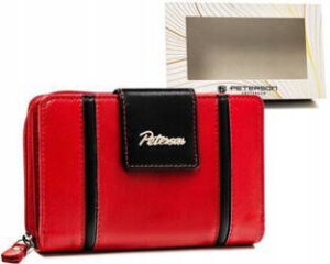Elegante Damen Geldbörse aus Leder mit Druckknopf und Reißverschluss – Peterson