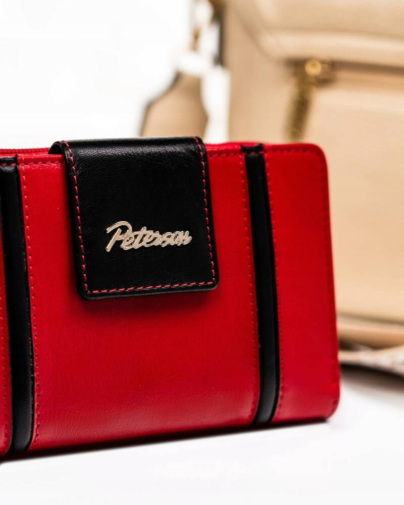 Elegante Damen Geldbörse aus Leder mit Druckknopf und Reißverschluss – Peterson – Bild 4