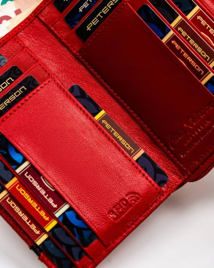 Elegante Damen Geldbörse aus Leder mit Druckknopf und Reißverschluss – Peterson – Bild 8