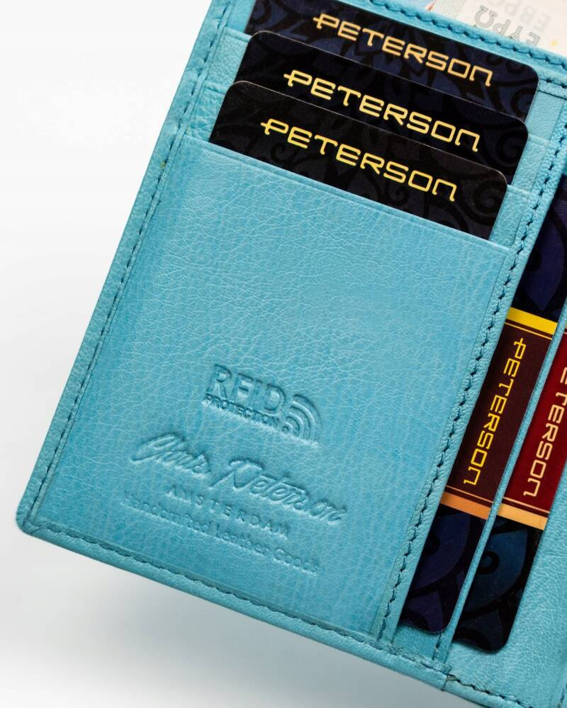 Kleine Damen Geldbörse aus Leder mit Druckknopf und Reißverschluss – Peterson – Bild 8