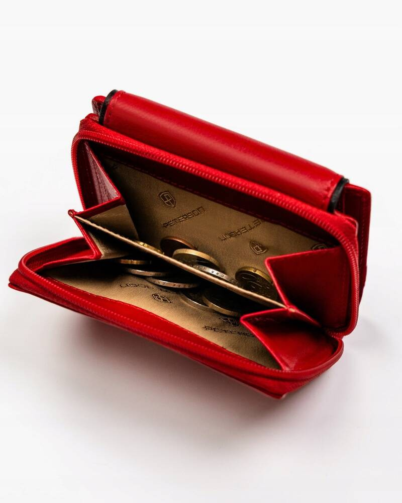 Kleine Damen Geldbörse aus Leder mit Druckknopf und Reißverschluss – Peterson – Bild 8