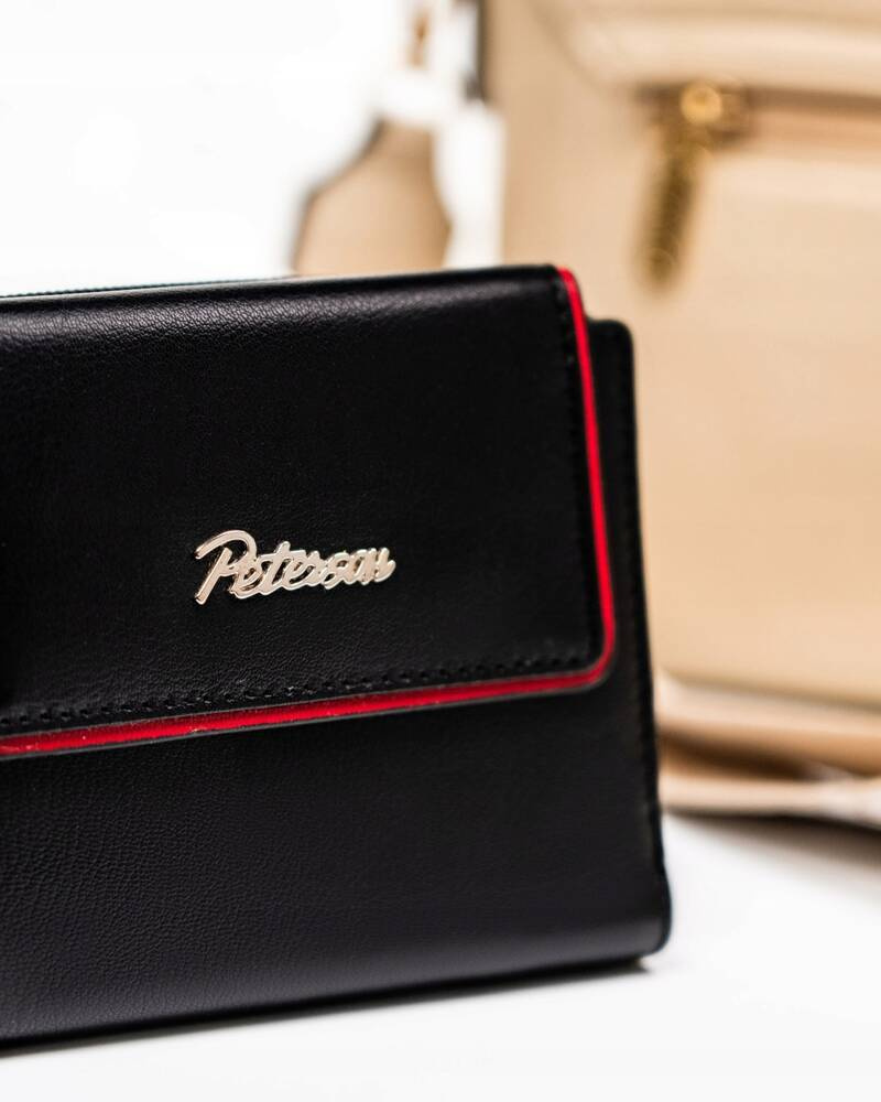 Kleine Damen Geldbörse aus Leder mit Druckknopf und Reißverschluss – Peterson – Bild 4