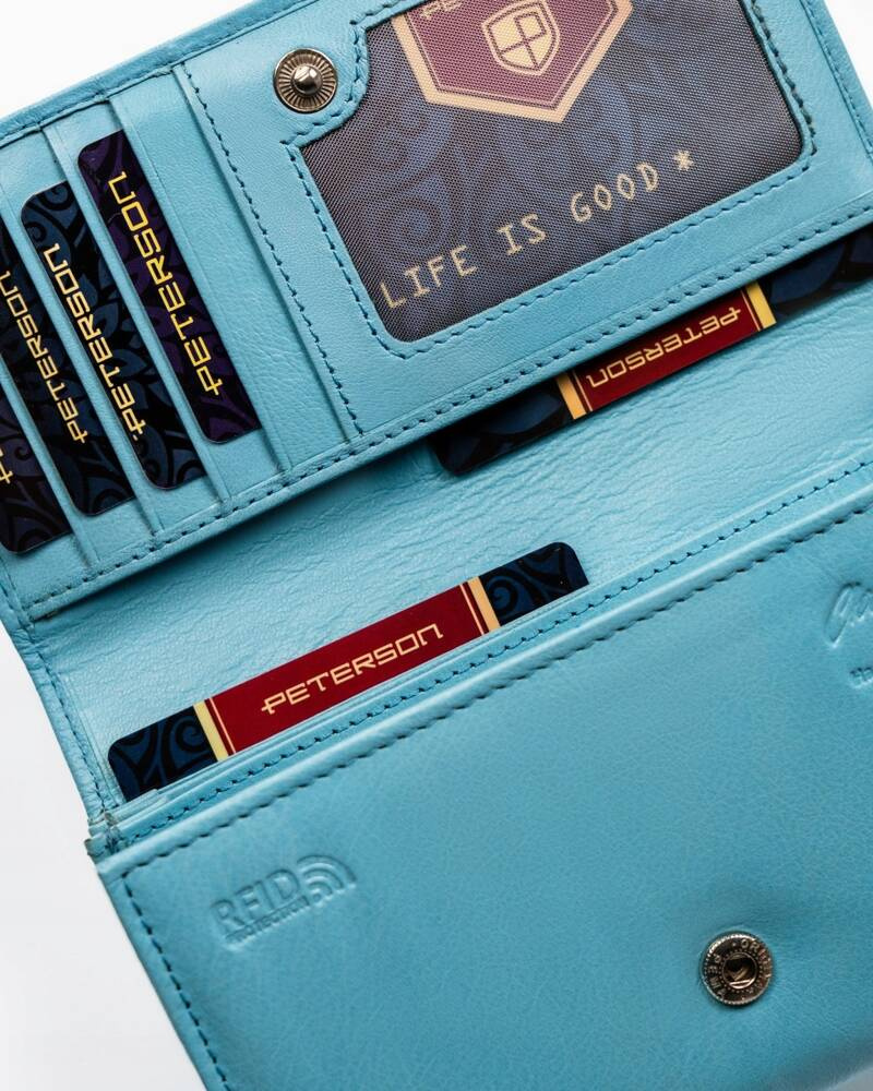 Große Damen Geldbörse aus Leder mit Druckknopf und Reißverschluss – Peterson – Bild 10