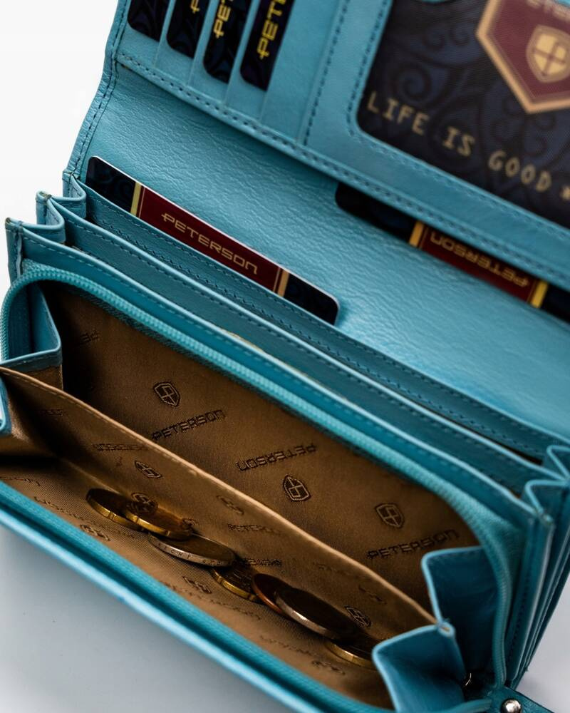 Große Damen Geldbörse aus Leder mit Druckknopf und Reißverschluss – Peterson – Bild 8