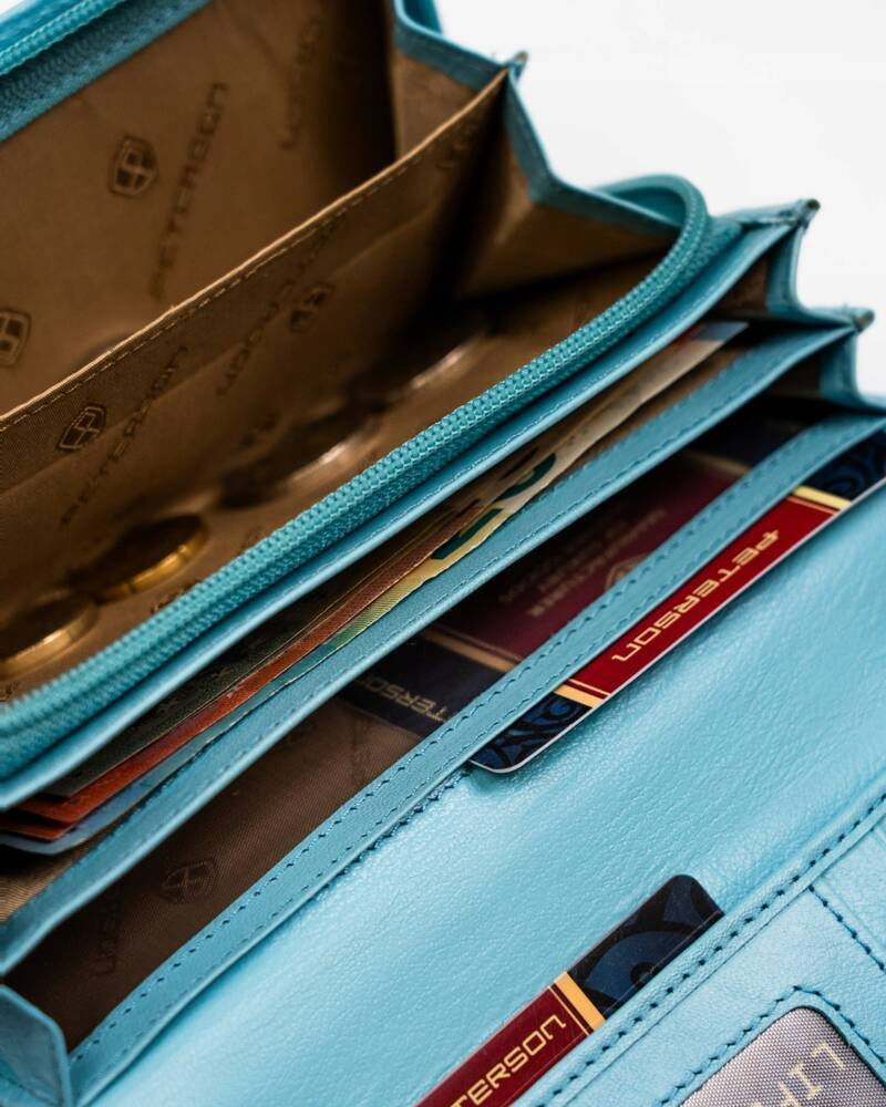 Große Damen Geldbörse aus Leder mit Druckknopf und Reißverschluss – Peterson – Bild 9