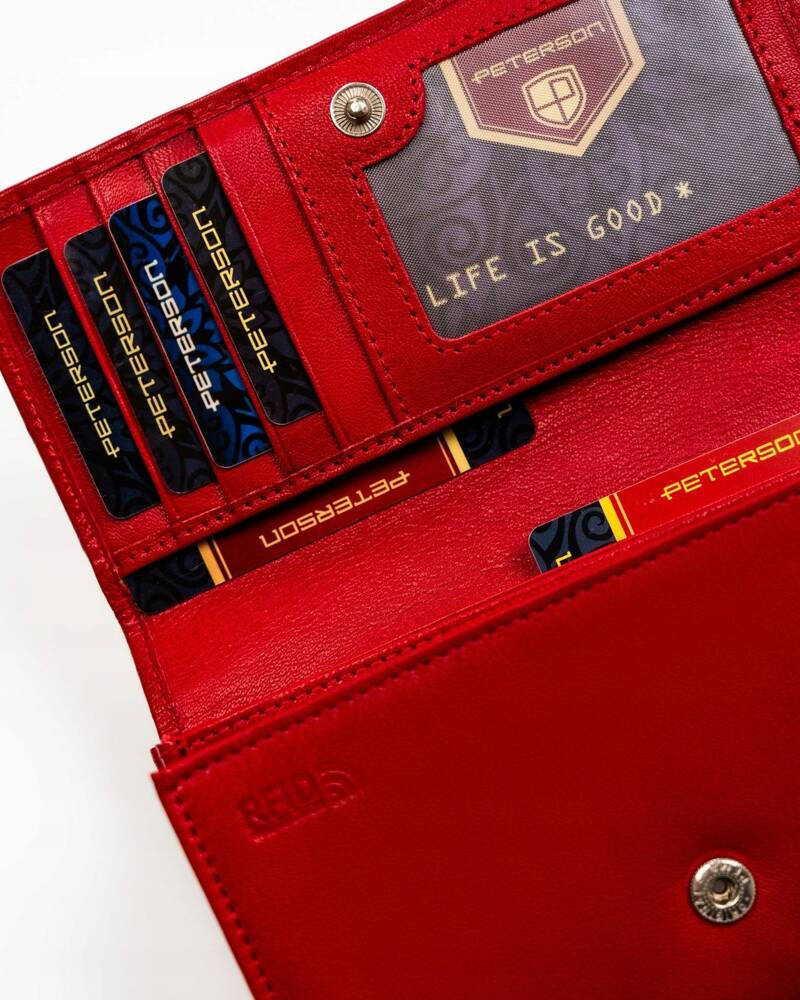 Große Damen Geldbörse aus Leder mit Druckknopf und Reißverschluss – Peterson – Bild 9