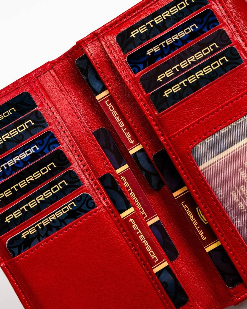 Große Damen Geldbörse aus Leder mit Druckknopf und Reißverschluss – Peterson – Bild 8