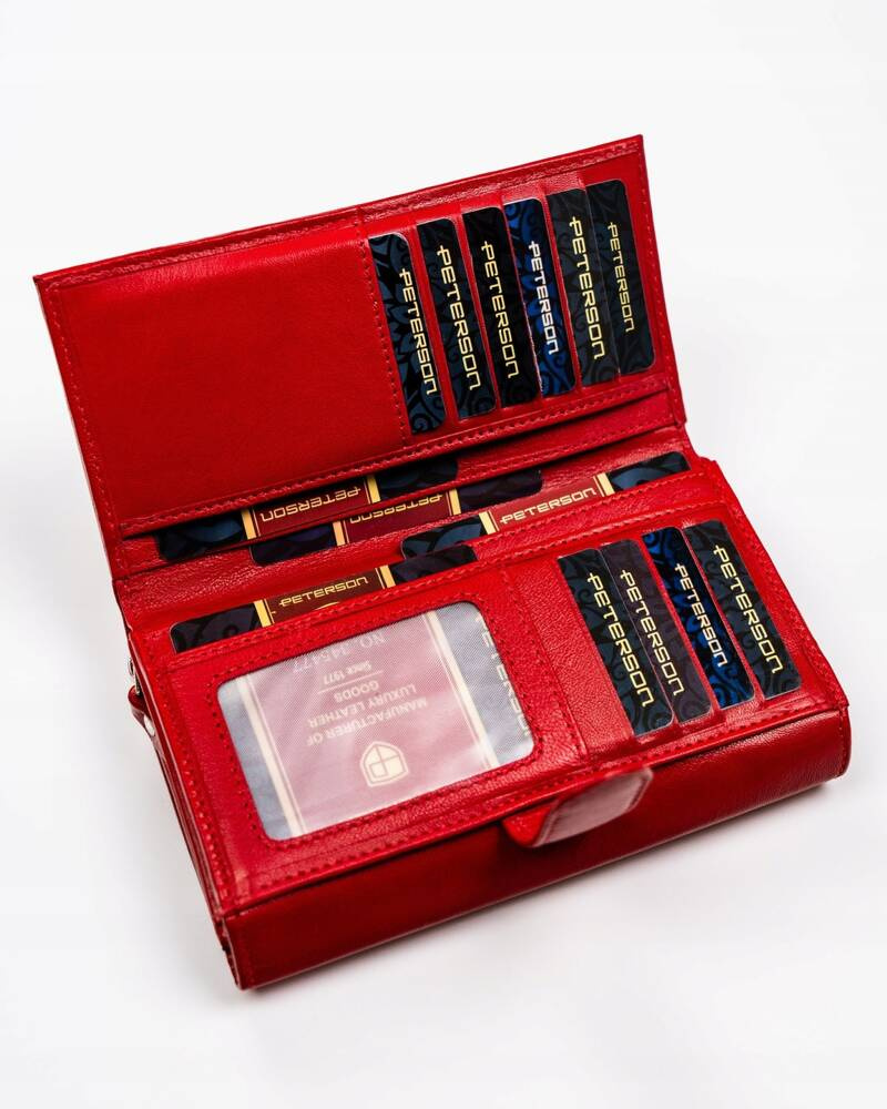 Große Damen Geldbörse aus Leder mit Druckknopf und Reißverschluss – Peterson – Bild 6