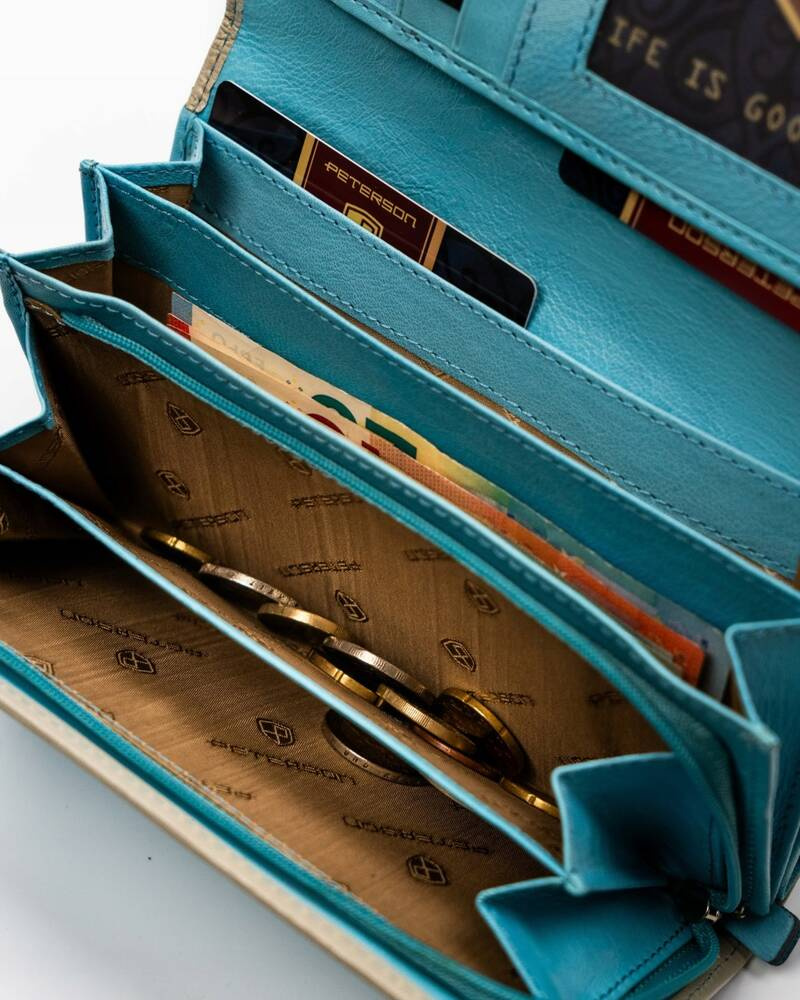 Geräumige Damen Geldbörse aus Leder mit Druckknopf und Reißverschluss – Peterson – Bild 10