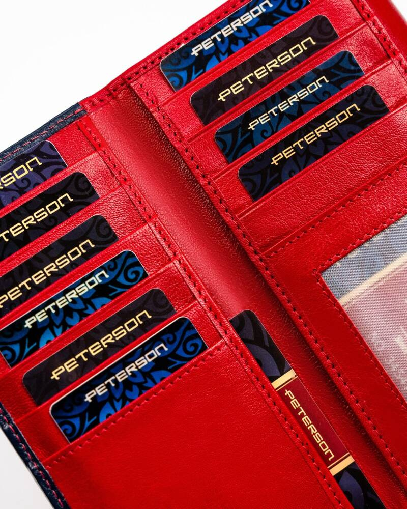 Geräumige Damen Geldbörse aus Leder mit Druckknopf und Reißverschluss – Peterson – Bild 8