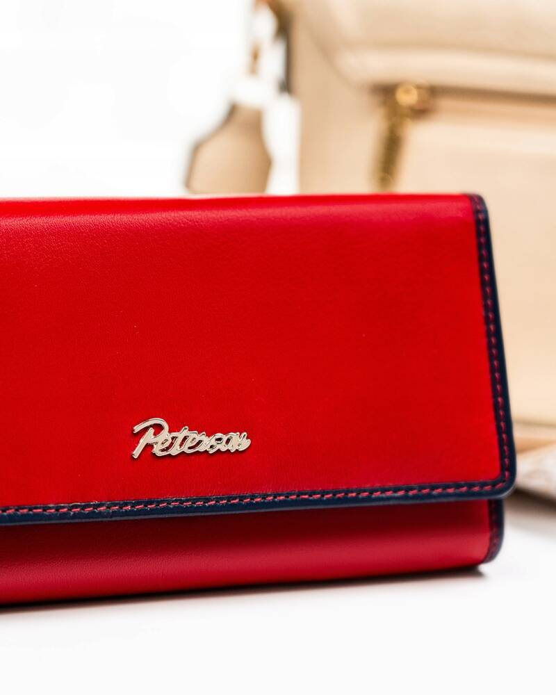 Geräumige Damen Geldbörse aus Leder mit Druckknopf und Reißverschluss – Peterson – Bild 4