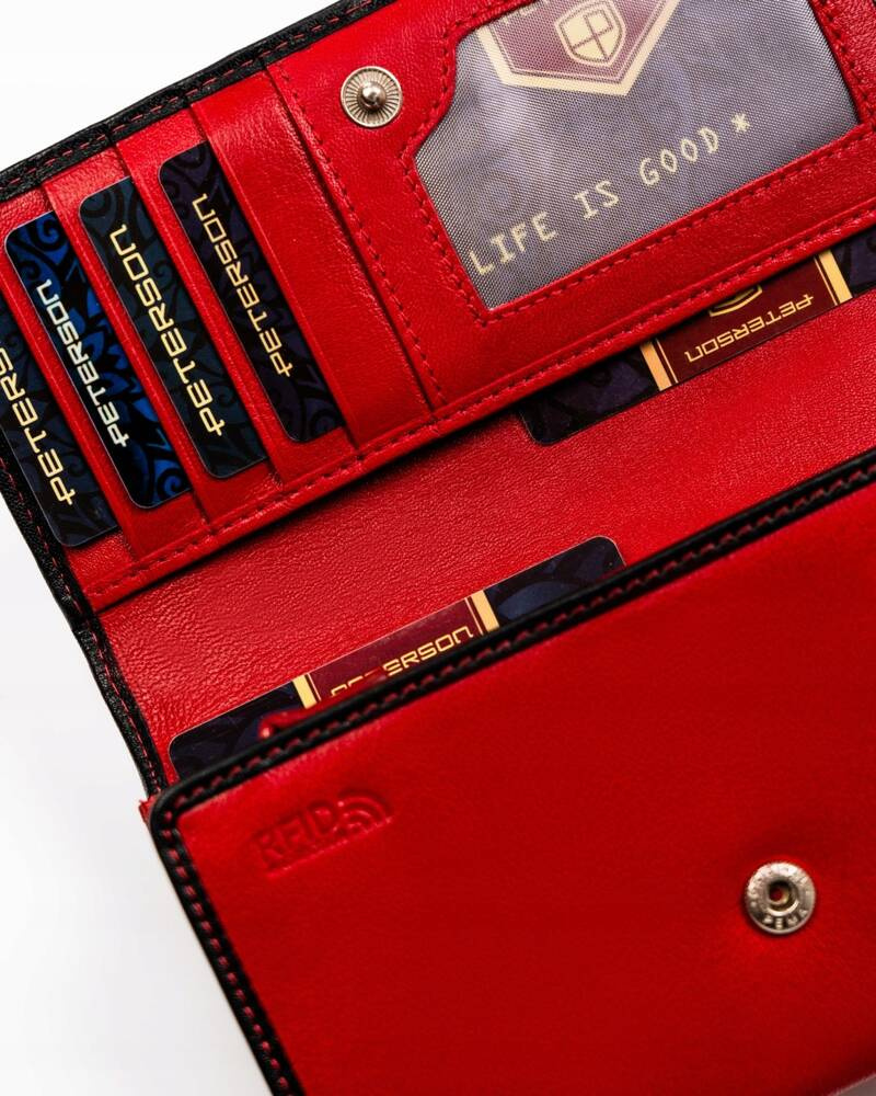 Geräumige Damen Geldbörse aus Leder mit Druckknopf und Reißverschluss – Peterson – Bild 7