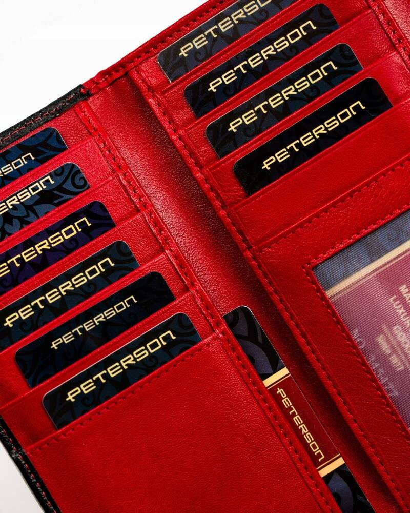 Geräumige Damen Geldbörse aus Leder mit Druckknopf und Reißverschluss – Peterson – Bild 9