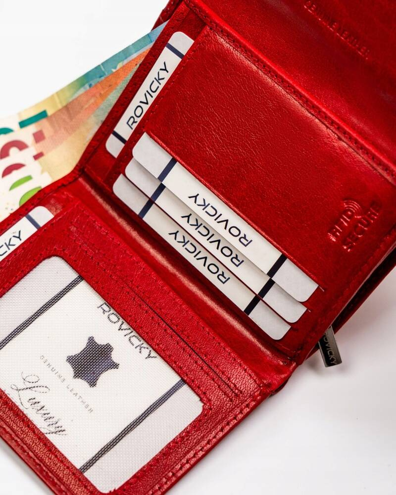 Damen Geldbörse aus Leder mit Druckknopf – Rovicky – Bild 7