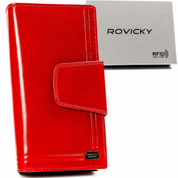 Große Damen Geldbörse aus Leder mit Reißverschluss und Druckknopf – Rovicky