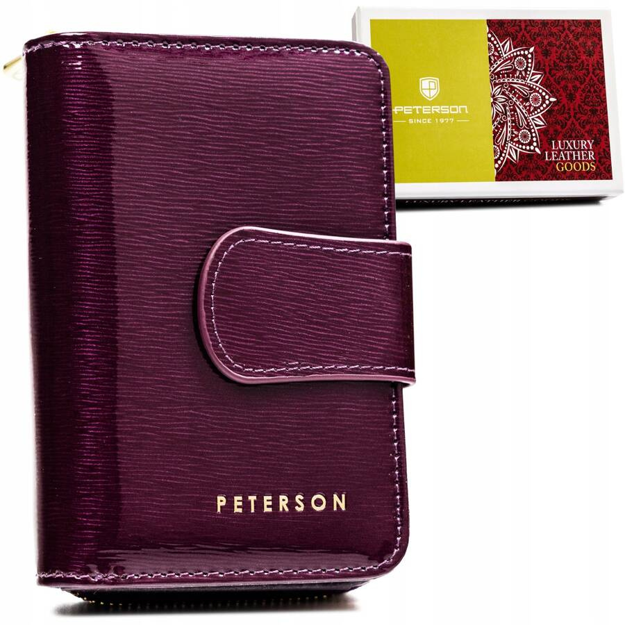 Damen-Geldbörse aus Leder mit Druckknopf – Peterson