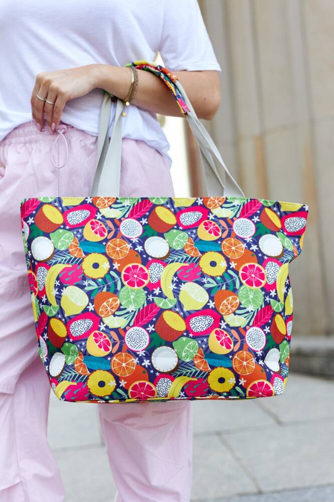 Große Damen Shopper Tasche mit Fruchtmuster – Bild 9
