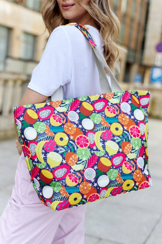 Große Damen Shopper Tasche mit Fruchtmuster – Bild 8
