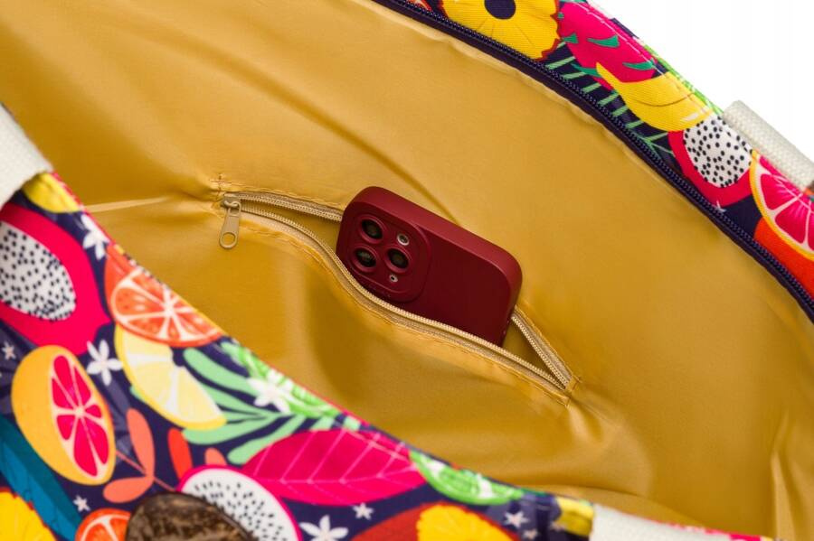 Große Damen Shopper Tasche mit Fruchtmuster – Bild 5