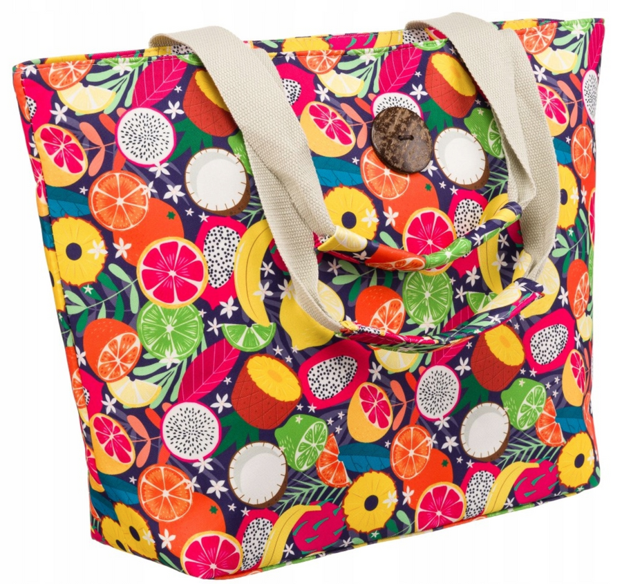 Große Damen Shopper Tasche mit Fruchtmuster