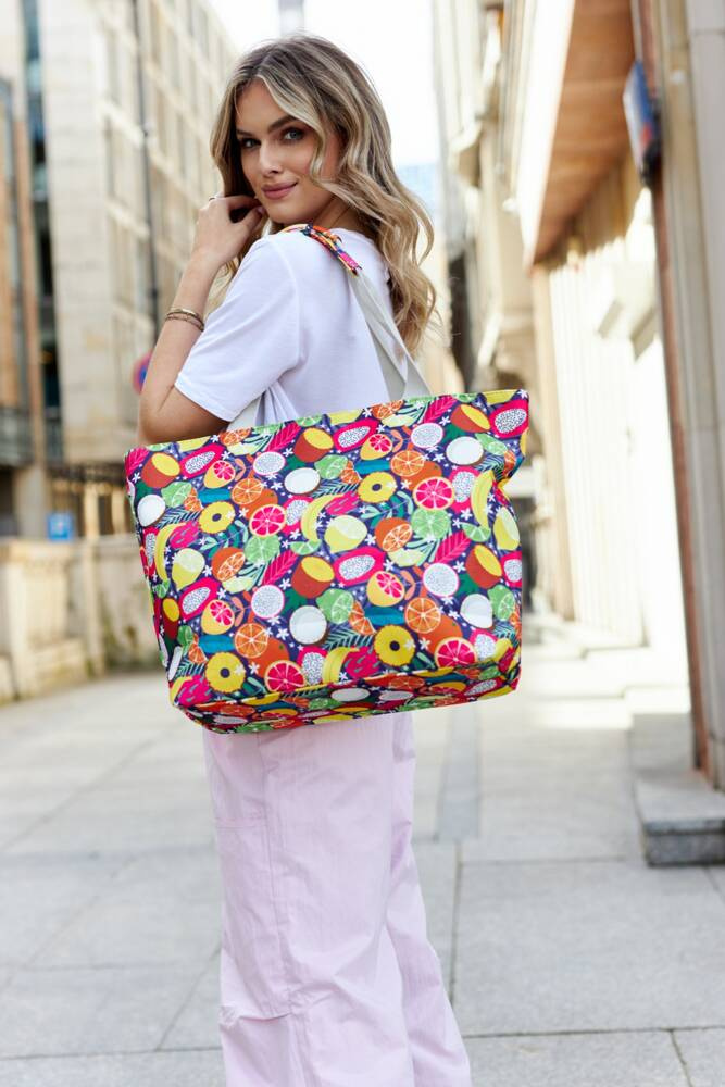 Große Damen Shopper Tasche mit Fruchtmuster – Bild 11