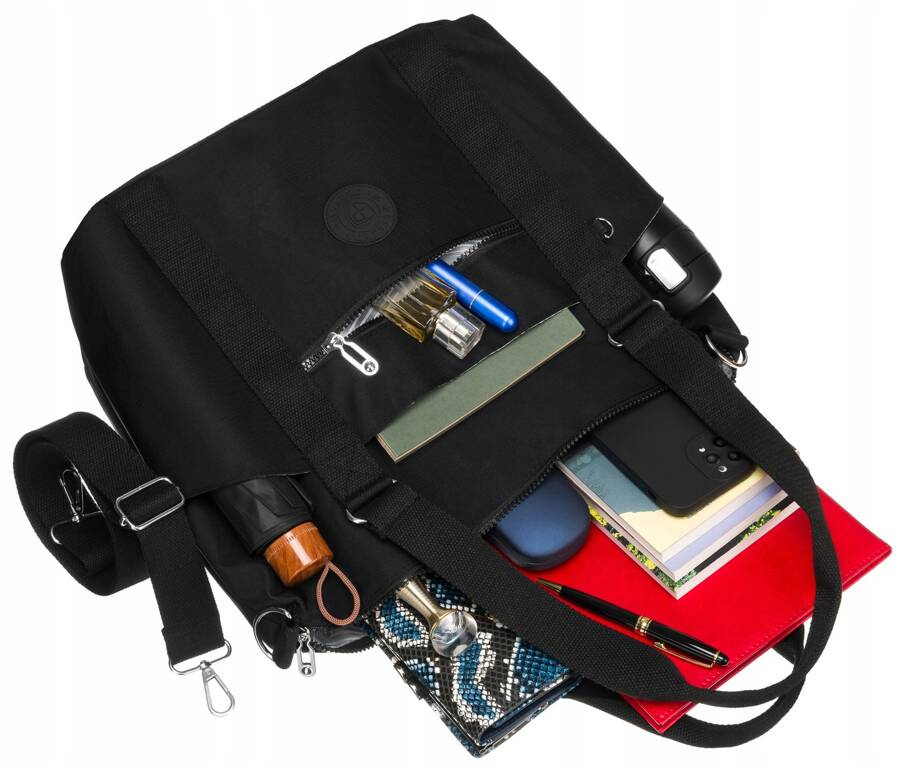 Große Damen Shopper Tasche aus Nylonstoff – Peterson – Bild 11